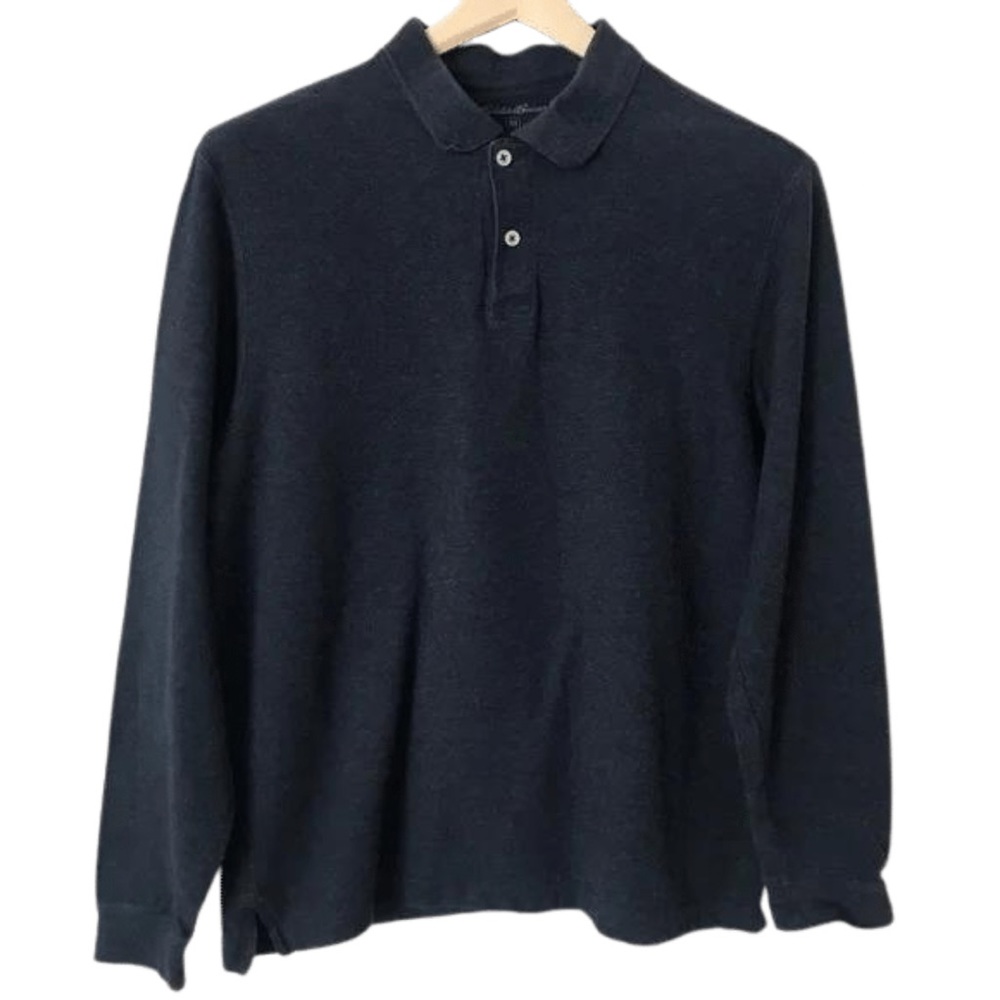 Eddie Bauer Blue Classic Field Pro Long-Sleeve Polo Shirt